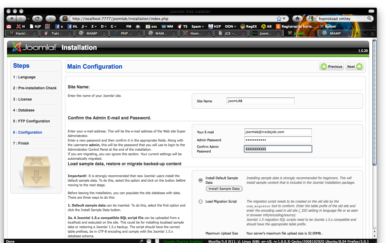 Joomla tutoria 6 - Main - Glavna konfiguracija